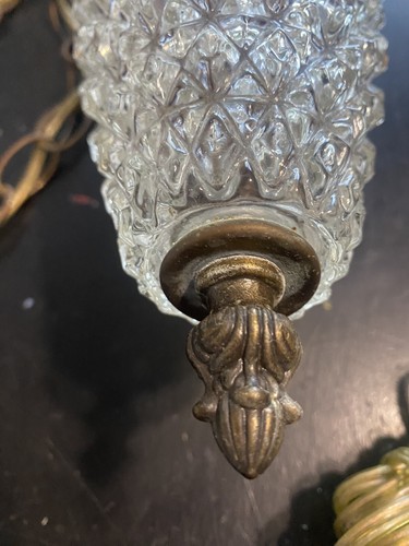 Vintage Mid Century Glas Hänge Leuchte Tannenzapfen Swag Lampe MCM #2 - Bild 18 von 21