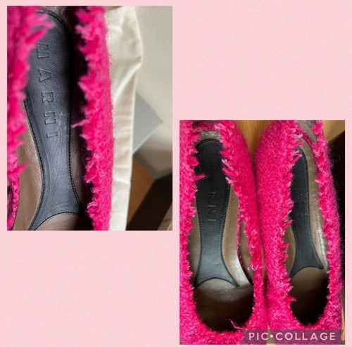 MARNI PINK TWEED LEATHER FLAT SHOES ITALY SIZE 7 - Picture 11 of 12