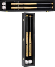 2 Baseball Bat Display Case Wooden Frame with Acrylic Transparent Door Holder Ra