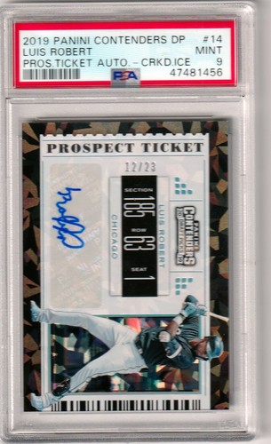 LUIS ROBERT - 2019 PANINI CONTENDERS DFT PICK PROSP TKT AUTO - CRKD. ICE - MT 9