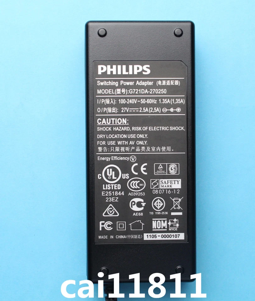 PHILIPS Switching Power Adapter MODEL:G721DA-270250 100-240V 1.35A 27V 2.5A - Image 2 of 4