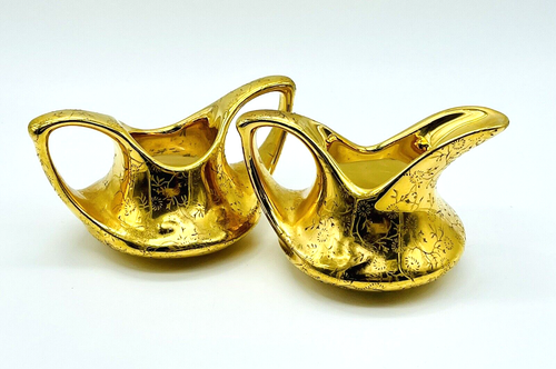 Vintage Pearl China Co Sugar Creamer Set 22 KT Gold Hand Decorated Art Deco - Picture 1 of 15