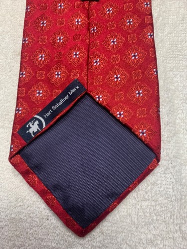 HART SCHAFFER MARX MENS TIE RED WITH ORANGE GRAY 3.75 X 61 - Picture 4 of 4