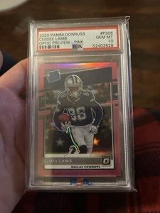Ceedee Lamb 2020-21 Panini Donruss 306 Optic Preview Pink PSA 10