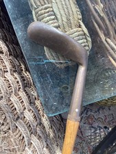 Antique Hickory Wood Shaft Brass Offset Weighty Gem Putter Golf Club