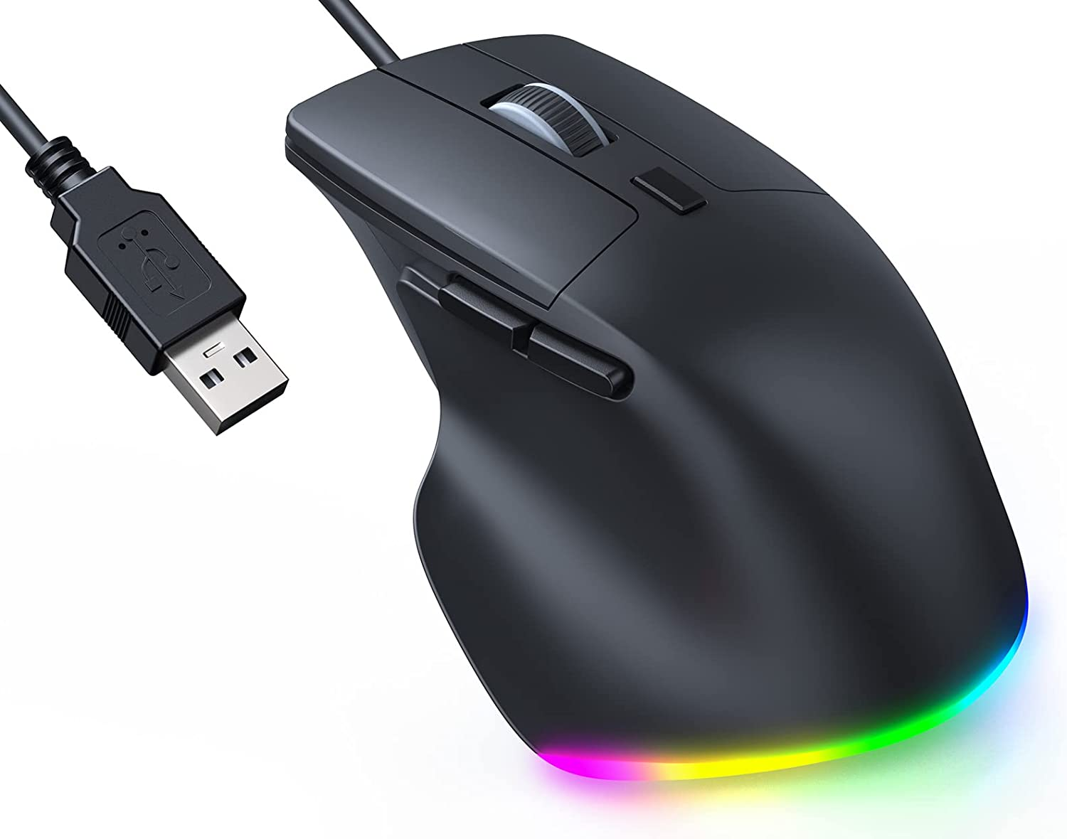 Wired RGB Mouse for Laptop, Ergonomic Computer Mouse, 4-Level DPI, 7 Buttons
