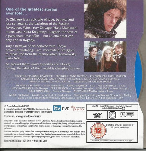 DOCTOR ZHIVAGO - SAM NEILL/KEIRA KNIGHTLEY - DISC 1 OF 2 - MAIL PROMO DVD - Picture 2 of 2