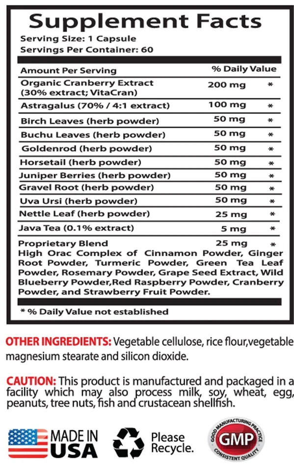 Urinário de cranberry - Suporte renal 700mg - Com raiz de cascalho (erva em pó) 6B - Imagem 2 de 4