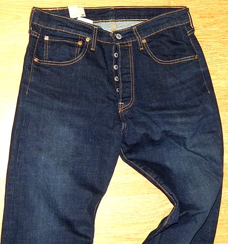 LEVI'S 501 MEN'S DARK BLUE JEANS sz 32/34 NEW AUTHENTIC - Picture 3 of 4