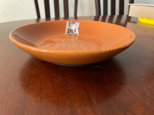 Pumpkin Embossed Decorative Bowl 8 1/2' Handmade in Portugal (2) New - Picture 5 of 24