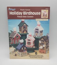 Holiday Birdhouses Tissue Box Cover Plastic Canvas Pattern Book Magazine 843472