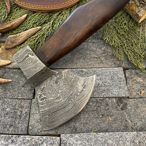 AMERICANO CUTLERY CUSTOM HANDMADE ART DAMASCUS STEEL HUNTING TACTICAL AXE H90 - Picture 3 of 11
