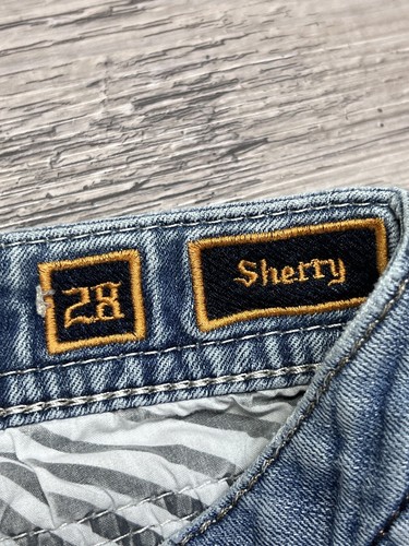Jeans skinny vintage Rock Revival Sherry taglia 28 lavaggio medio Y2K tasca ricamata - Foto 15 di 21