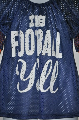 Girl's Jersey It's Football Y'all XS S M L Mesh Navy Orange Black Gold - Picture 7 of 12