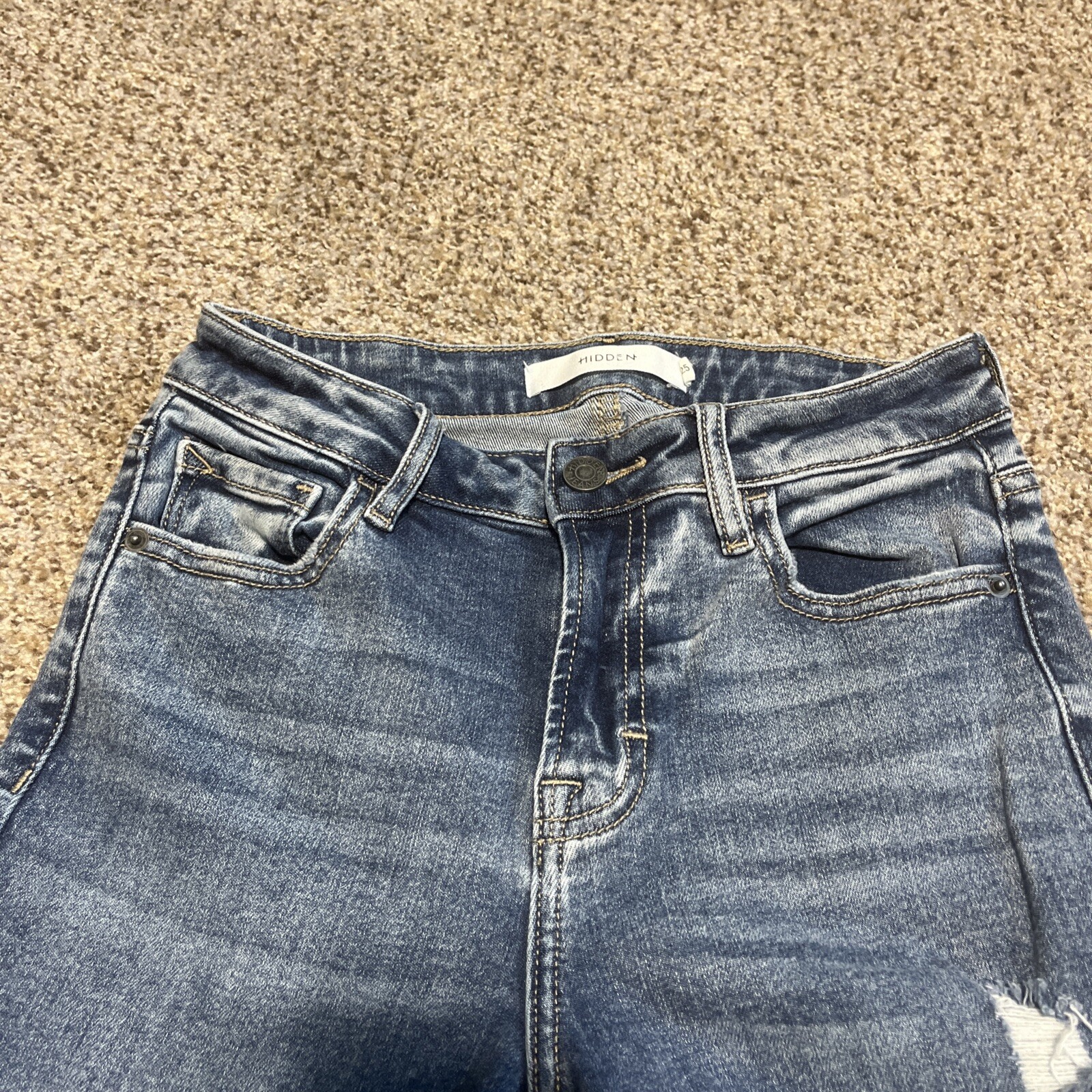 Hidden Jeans Womens 25 Blue Denim Flared Leg Stretch Distressed (25 X 26) - View 4