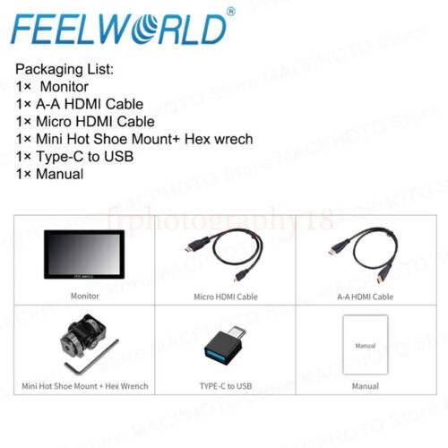 FEELWORLD P6X 5.5'' DSLR Camera Field Monitor Touch Screen 3D LUT 4K 1920x1080 - Picture 2 of 6