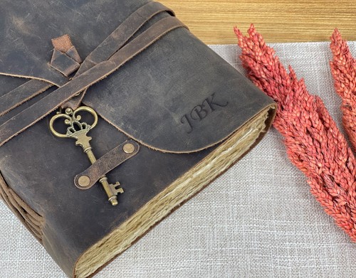 Personalized Leather Journal With Small Defects Handmade Deckle Edge Paper - Picture 4 of 70