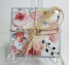 New! 4 Pack Ceramic Tile Coaster Set Roses Floral Gift 4" "Peachy Keen"