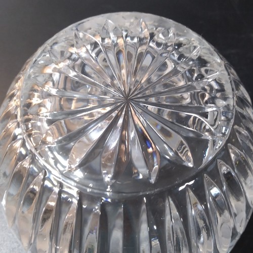 Vintage Lausitzer Bowl Crystal Vertical Lines w Frosted Floral Rim Germany - Picture 2 of 5