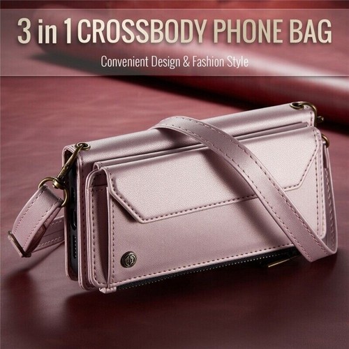 Zipper Wallet Case Leather Cover For iPhone 16e 16 15 14 13 12 11 Pro Max XR 8 7 - Picture 38 of 57