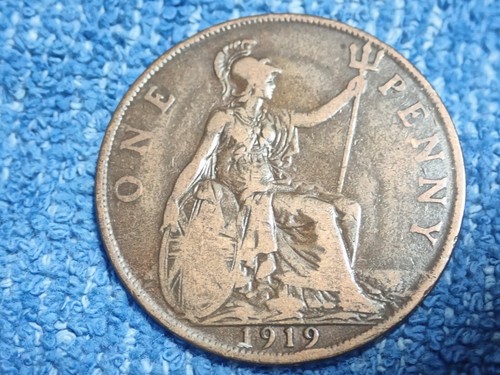 ENGLAND: 1919 GROSSER PFENNIG IN SCHÖNEM PLUS ZUSTAND! (KING GEORG V) - Bild 1 von 4