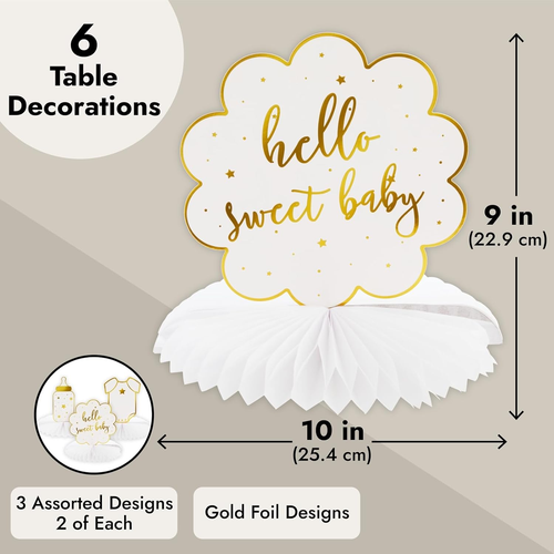 Hello Sweet Baby Table Centerpieces, Honeycomb Gender Neutral Baby Shower Decora - Picture 4 of 9