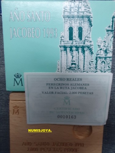 AÑO SANTO JACOBEO. 2000 PESETAS PLATA AÑO 1993 PEREGRINOS ALEMANES. 27 gr. 40 mm - Picture 2 of 6