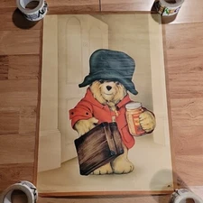 Vintage PADDINGTON BEAR POSTER BBC SUITCASE RAILWAY STATION