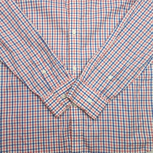Country Road Shirt Mens Medium 40 Red White Check 2 Ply Cotton Casual Slim Fit - Foto 4 di 10