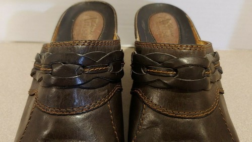 Clarks Artisan Collection Brown Leather Mule Slip-on Heel Shoe Women's Size 7 M - Picture 4 of 12