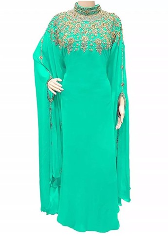 Kaftan Georgette Chaqueta Vestido Islámico Kaftan Dubai Farasha Vestido Marroquí Abaya - Imagen 3 de 17