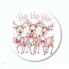 Pink Reindeer Christmas Party Favors Scrapbook Stickers Labels Envelope Seals