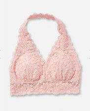 Justice Size 28 Peach Lace Padded Halter Bralette Removable Pads NWT