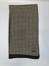 KANGOL Men's Wool Blend Muffler Scarf Houndstooth Brown Tan Luxury Classic OS