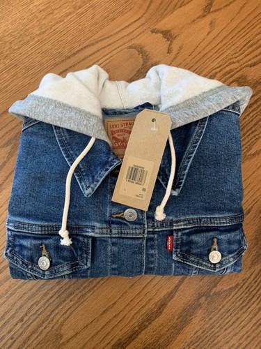 Levi’s Hybrid Denim Hooded Trucker Jacket Women’s Sz L MSRP $89.50. - Picture 5 of 6
