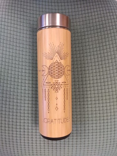 Bhavana Bottle Gratitude Bamboo BPA Free Flower Of Life 17 Oz Vacuum Tumbler - Picture 3 of 9