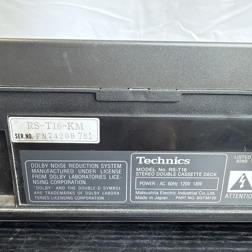 Technics RS-T16 Dual Double Stereo Cassette Tape Deck Player Recorder Component - Picture 9 of 11