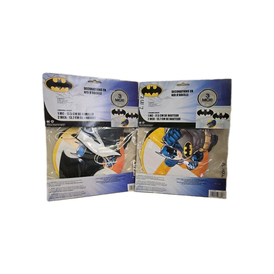 BATMAN HONEYCOMB DECORATIONS LOTof 2   Birthday Party Supplies Hanging DC Comics - Image 3 of 4