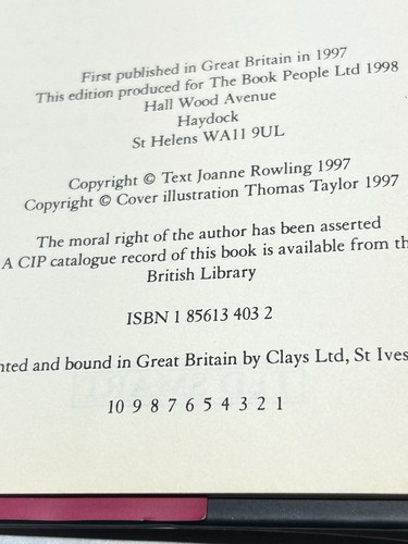 Harry Potter And The Philosophers Stone First Edition 1st Print - Ted Smart - UK - Imagen 3 de 22