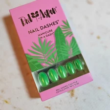 Red Aspen Press On Nails, Medium Oval, Glazed Succulents And Palms, Soleil B5y8