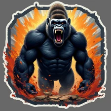 Gorilla Sticker Vinyl Decal Angry Beast Explosion Cracked Ground Art