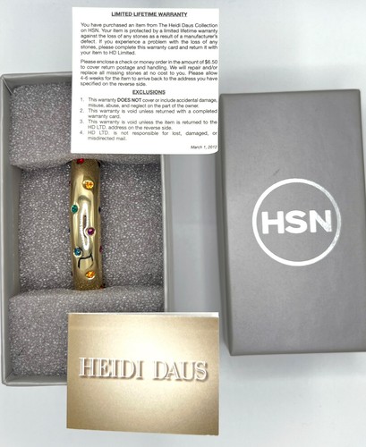 Heidi Daus signierter goldfarbener & juwelenfarbener Kristall-Armreif mit Scharnier NiBwT - Bild 2 von 4