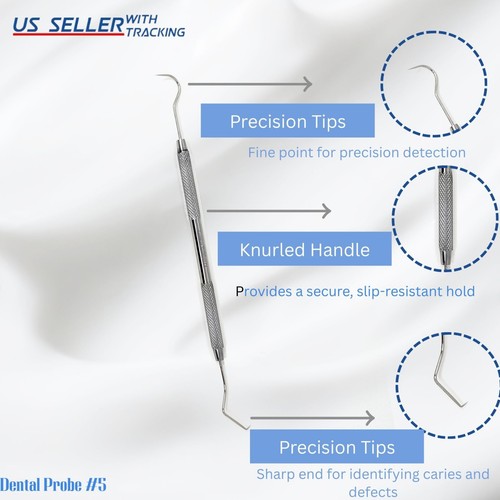 25 piezas Sonda dental #5 Explorer instrumentos de dentadura de doble extremo grado alemán - Imagen 3 de 3