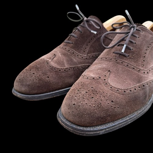 Cheaney Brown Suede Oxford Brogues UK 9.5 Grosvenor Shoes Snuff England - Picture 2 of 13