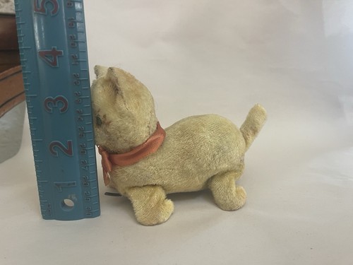 Japan Wind Up Vintage Cat Mohair Fur Glass One Eye AS IS - Picture 3 of 11
