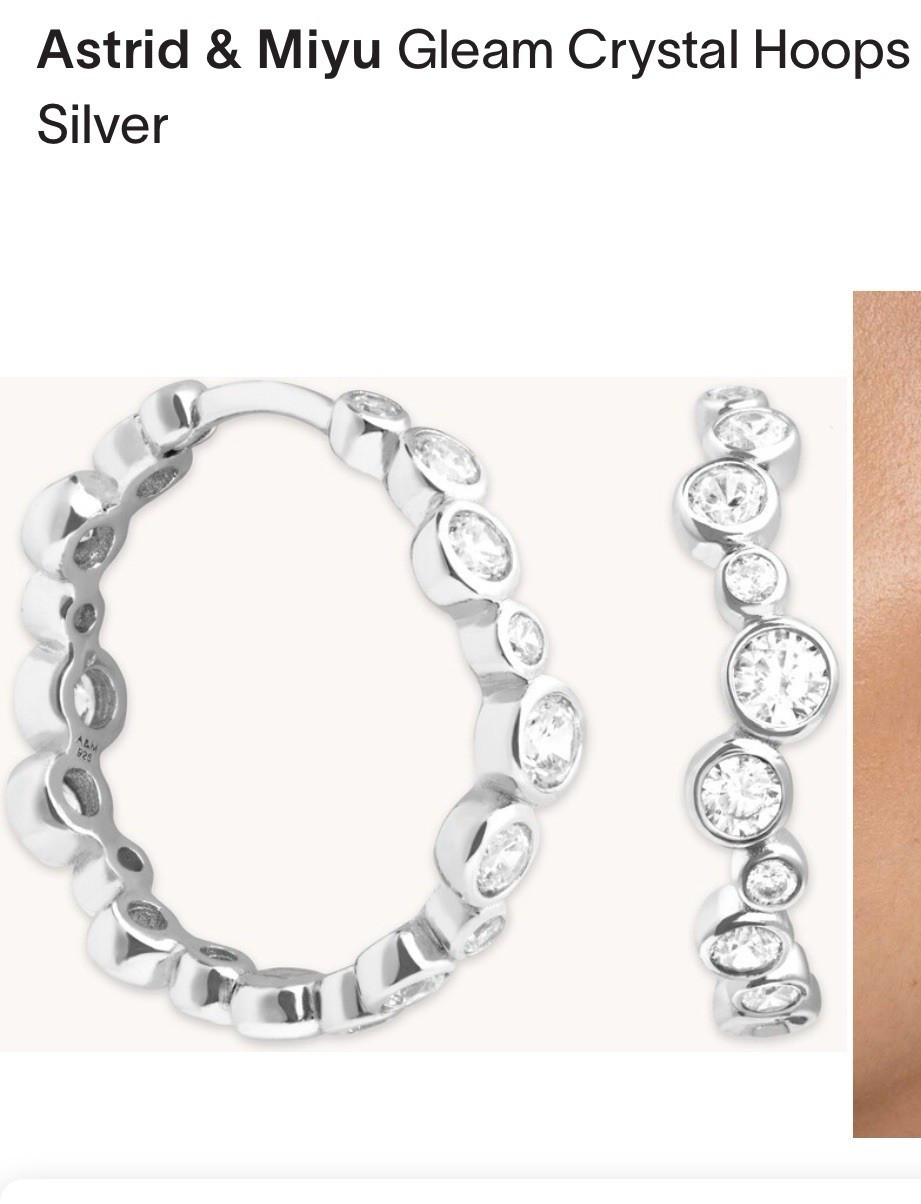 ASTRID & MIYU GLEAM HOOP EARRINGS 925 SILVER  - BRAND NEW IN BOX