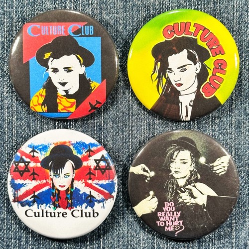 CULTURE CLUB Boy George 80s Music 2.25" Pinback Buttons New Wave Dance, 4 Pins - Picture 1 of 6