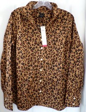 NWT NEW FALL TALBOTS MEDIUM NON IRON LAVISH LEOPARD BUTTON FRONT SHIRT $109.00