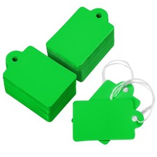 200 Pcs Price Tags with String Attached 1 3/8" x 7/8" Writable Green Hang Tag...