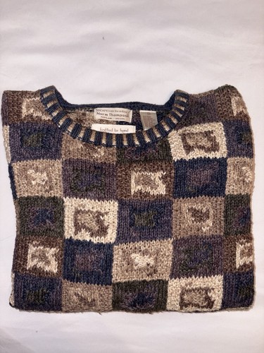 Vintage Opa Strickpullover Herren mittelgrau geometrisch Indie klassisch Grunge USA - Bild 3 von 12